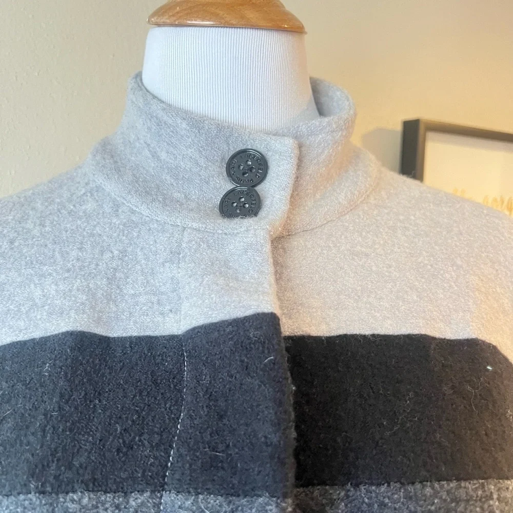 KARL LAGERFELD PARIS Colorblock Striped Jacket Size L Wool Mock neck‎